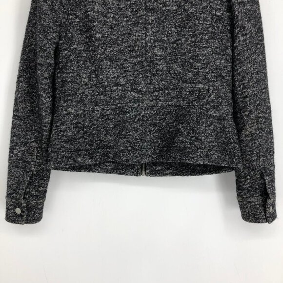 Ann Taylor LOFT Charcoal Marled Full Zip Long Sleeve Wool Blend Cropped Jacket S - Picture 12 of 15